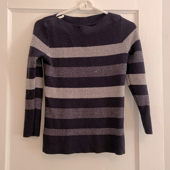 Market & Spruce Tops - Navy blue with white striped long sleeve T